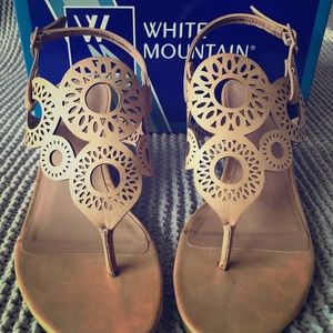 White Mountain Brooks natural wedge sandal